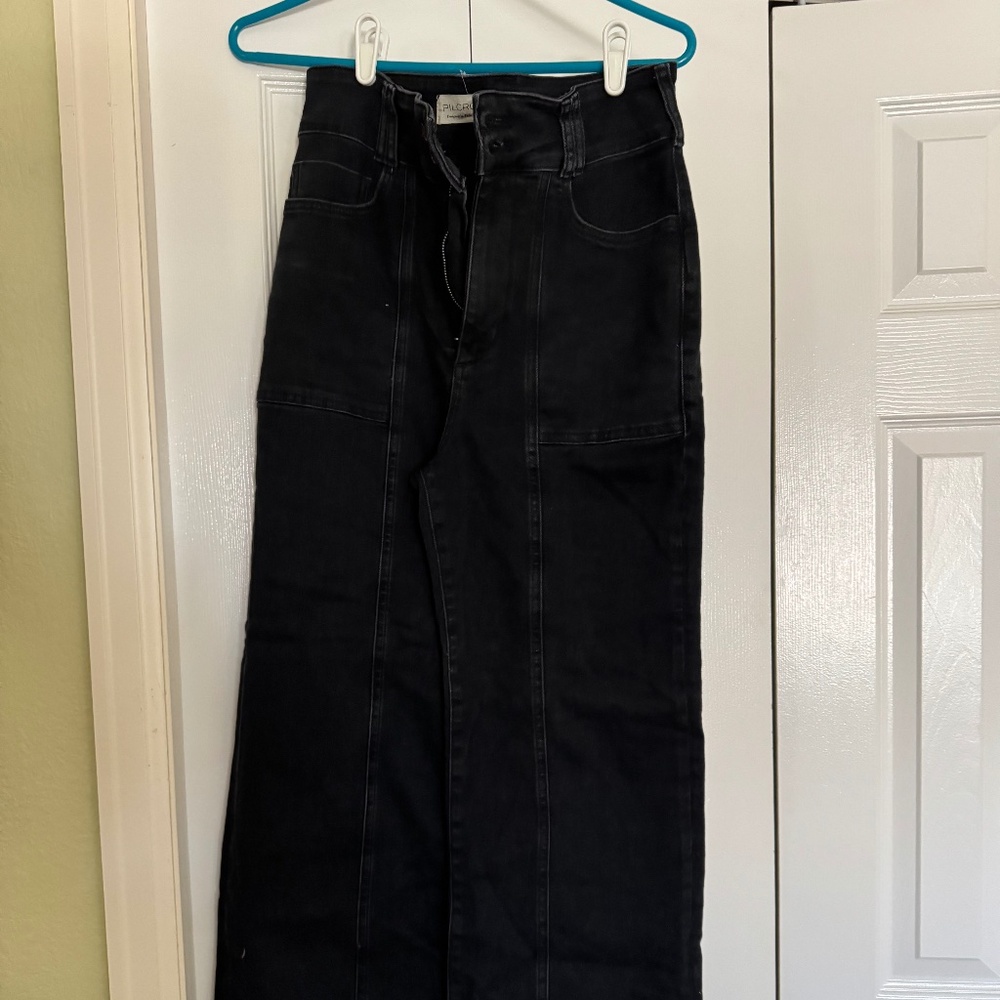 Pilcro the skipper black denim cropped leg